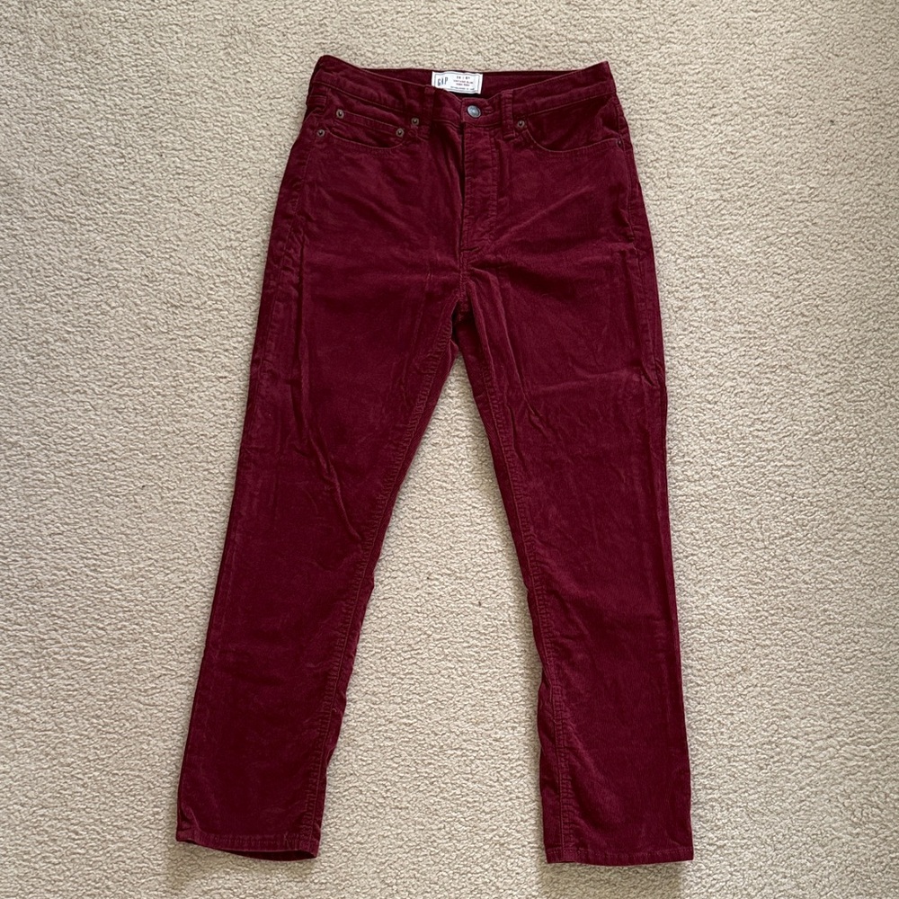GAP Burgundy Vintage Slim High Rise Corduroy Pants